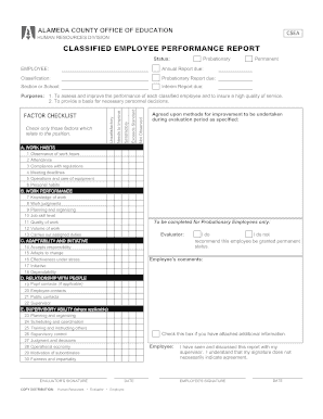Alameda County Classified Employee Performance Report