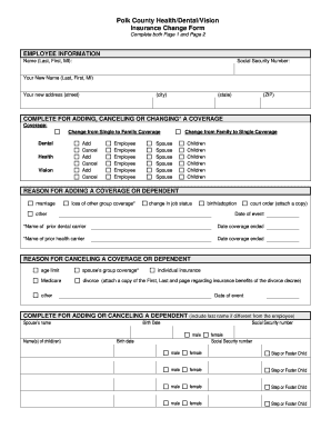Polk County Health/Dental/Vision Insurance Change Form