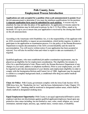 Polk County Iowa Employment Application Form