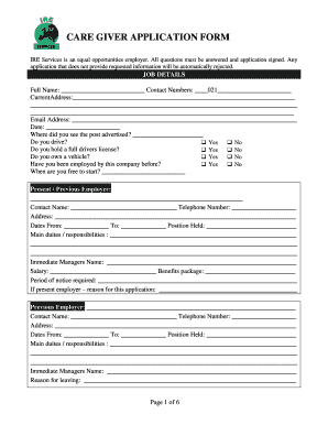 Caregiver Application Form