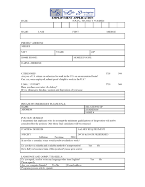 Employment Application Form