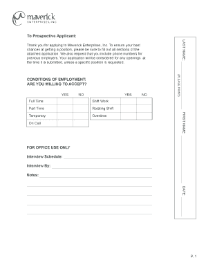 Maverick Enterprises Employment Application
