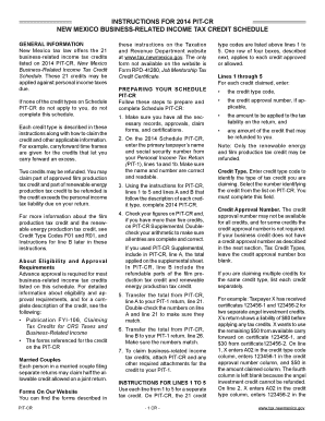 New Mexico Business-Related Income Tax Credit Schedule