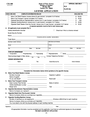 New Jersey License Application