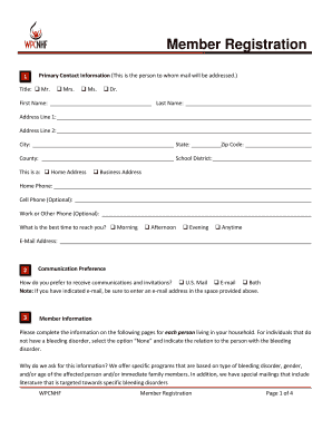 WPCNHF Member Registration Form