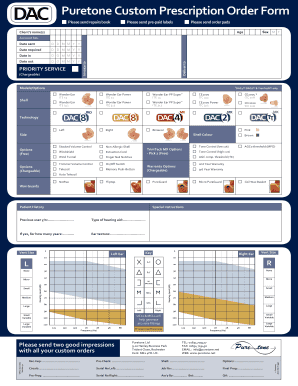 Puretone Custom Prescription Order Form