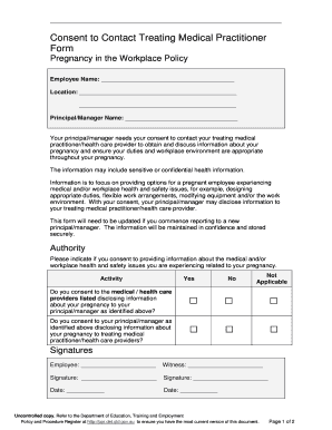 Pregnancy in the Workplace Consent Form