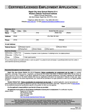 South Dakota Teacher Employment Application