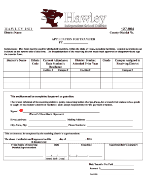 Texas Student Transfer Application
