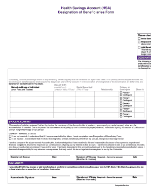 Health Savings Account Beneficiary Designation Form