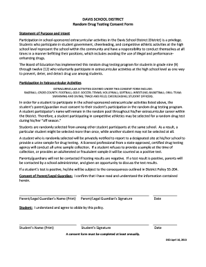 Davis School District Random Drug Testing Consent Form