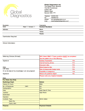 MRI Patient Information Form