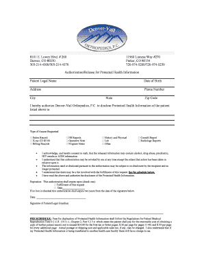 HIPAA Medical Release form 2011 - Denver-Vail Orthopedics