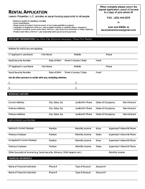 Rental Application Form