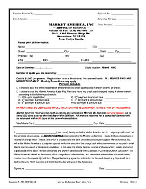 Moving Up Seminar Reservation Form