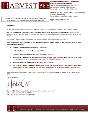 South Africa Exempted Micro Enterprise Affidavit