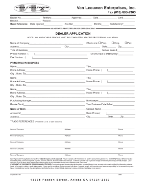Dealer Application Form
