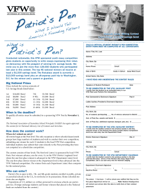 Patriot's Pen Essay Competition Entry Form