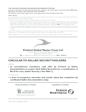 Sallies Securityholders Offer Acceptance Form