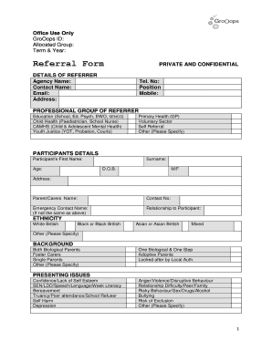 Referral Form for Youth Services