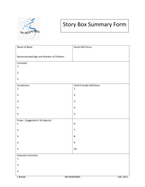 Story Box Summary Form