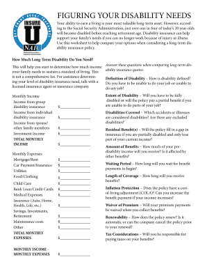 Long-Term Disability Insurance Needs Worksheet
