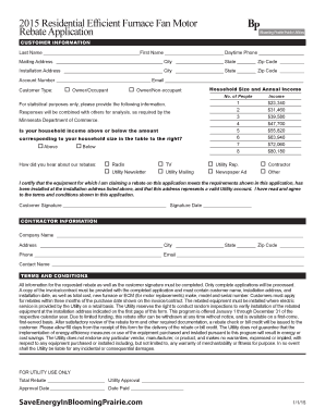2015 Residential Efficient Furnace Fan Motor Rebate Application