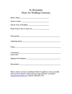Wedding Ceremony Music Form