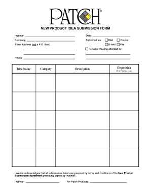 New Product Idea Submission Form