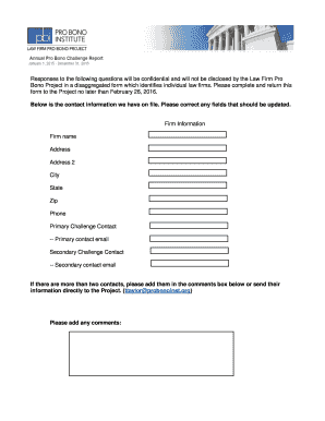 Law Firm Pro Bono Challenge Report Form