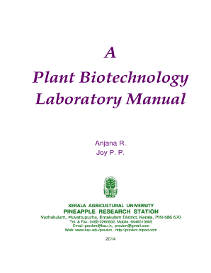 A Plant Biotechnology Laboratory Manual - Pineapple Research - prsvkm kau