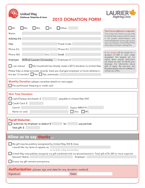 2015 United Way Donation Form