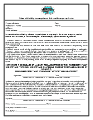Waiver of Liability and Assumption of Risk