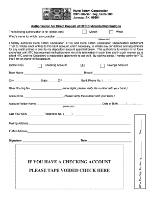 Authorization for Direct Deposit of Dividends