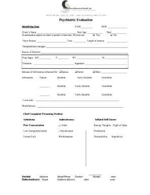 Psychiatric Evaluation Form
