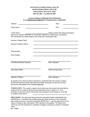 Consent to Release Confidential Client Information