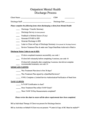 Outpatient Mental Health Discharge Process