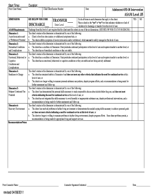 ASAM Level of Care Discharge Form