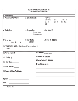 Outreach Service Event Form