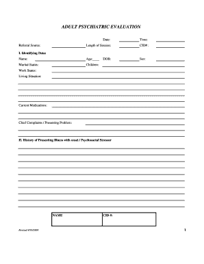 Adult Psychiatric Evaluation Form