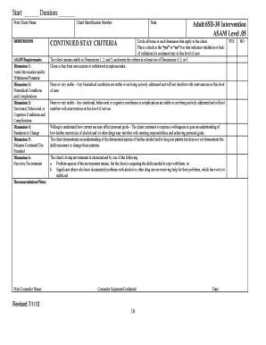 ASAM Level of Care Assessment Form