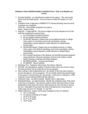 Substance Abuse Initial Evaluation Form