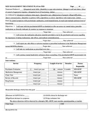 PDD Medication Management Treatment Plan
