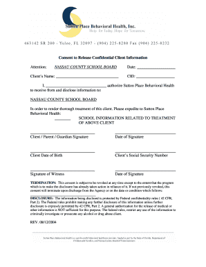 Consent to Release Confidential Client Information