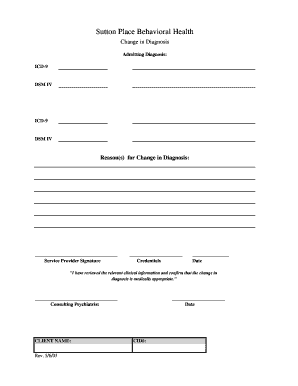 Change in Diagnosis Form