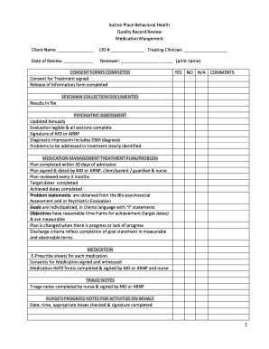 Sutton Place Behavioral Health Medication Management Form