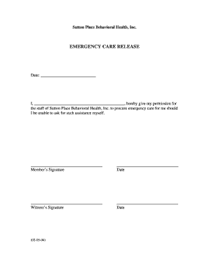 Emergency Care Release Form