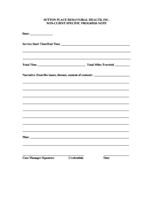 Non-Client Specific Progress Note
