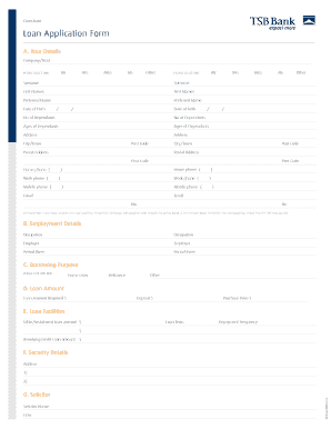 TSB Bank Loan Application Form