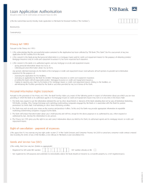 TSB Bank Loan Application Authorisation